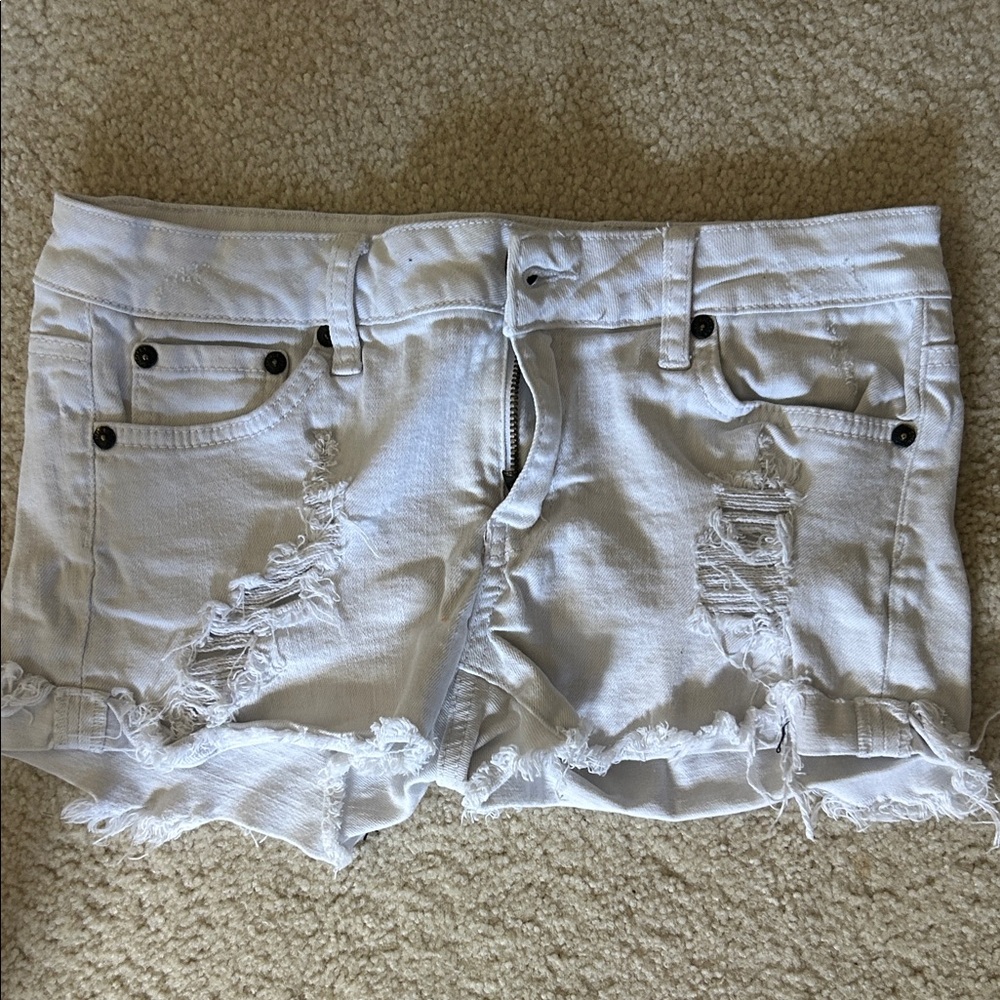 White Distressed Women’s Denim Cutoff Shorts